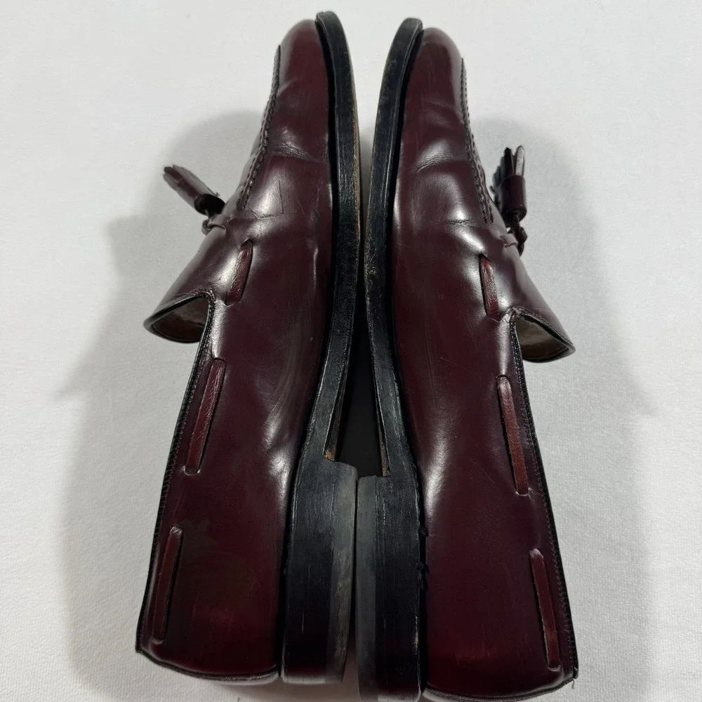 Allen Edmonds Men's Size 9 C Grayson Burgundy Leather Moc Toe Tassel Loafers USA
